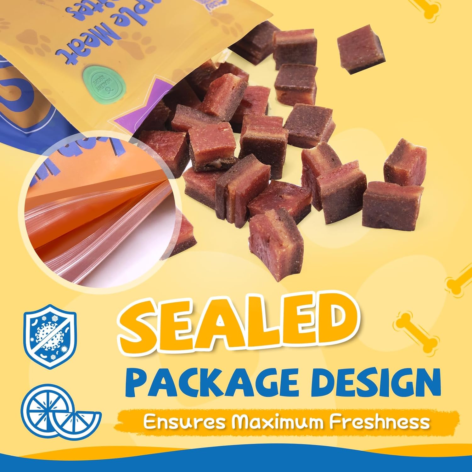 gazeupon Soft Dog Jerky Treats for Large Dogs, Triple Flavored Meat Bites, Healthy Training Snacks Made with Real Chicken, Duck, Beef