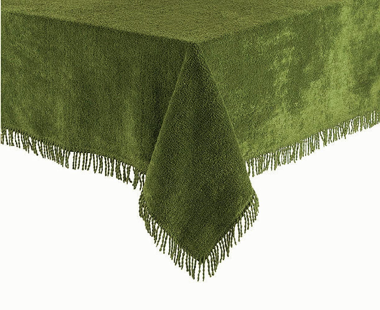 Diana Cowpe CHENILLE FRINGED TABLECLOTHS | 100% Pure Cotton | Traditional Design | Opulent & Heavy | Many Colours & Sizes (137x137cm (54x54) Square, Green)