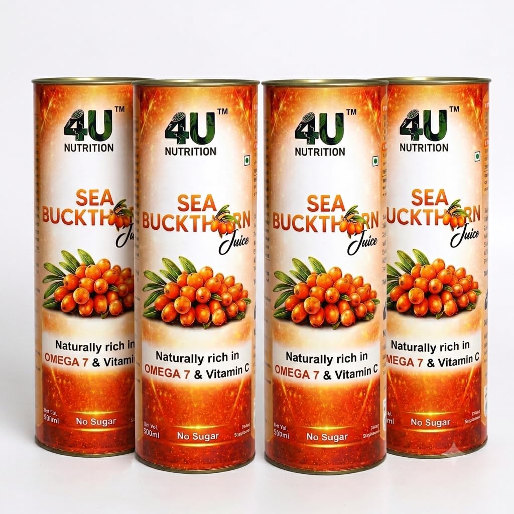 4U Nutrition Sea Buckthorn Juice 500 ml | Sea Buckthorn, 500 ml Bottle, Fruit Juice, Natural Juice-image-13