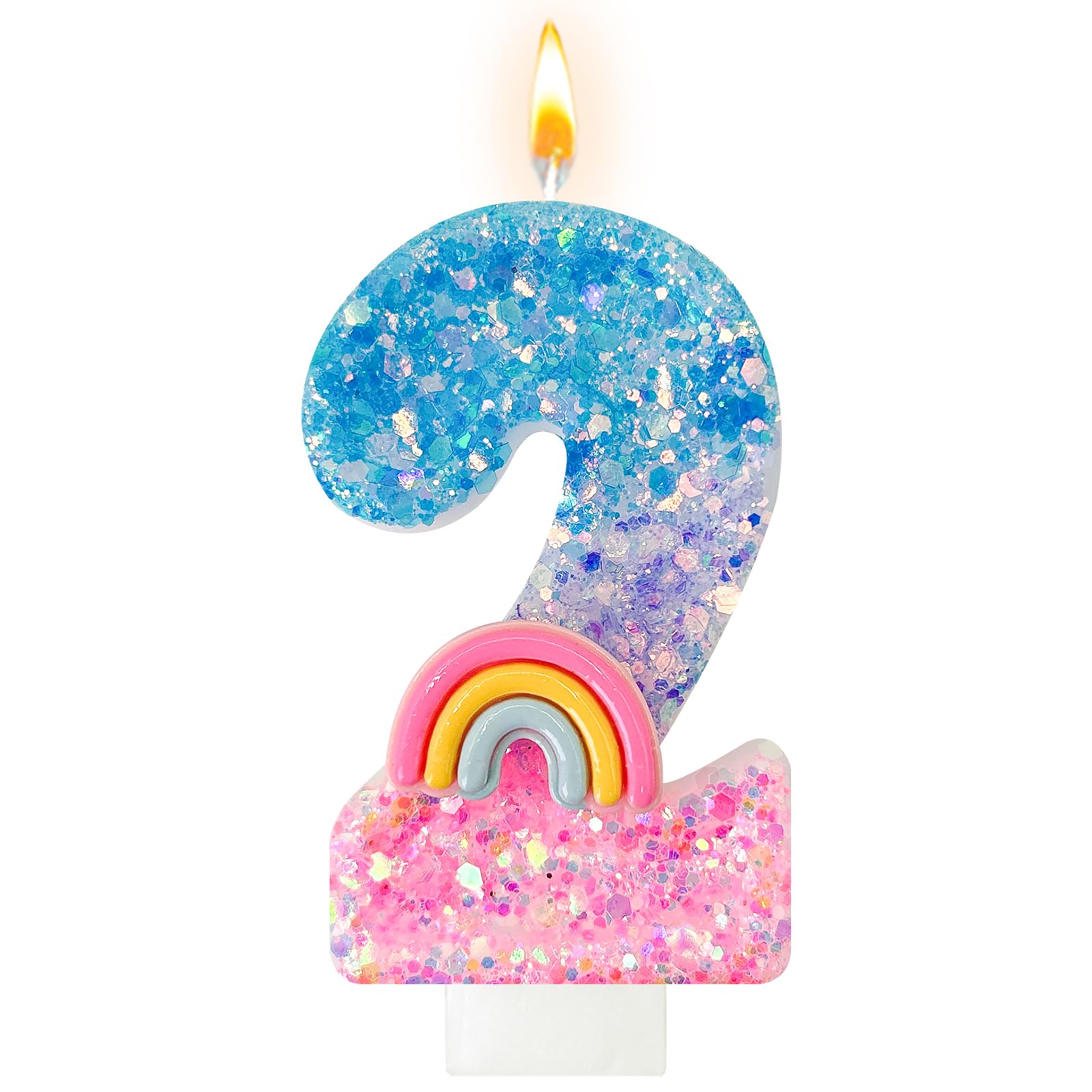 Panouo Rainbow Birthday Number Candles, Number 2 Candles, Cupcake Decorations, Macaron Birthday Cake Decorations, Cartoon Theme Party Supplies (Number