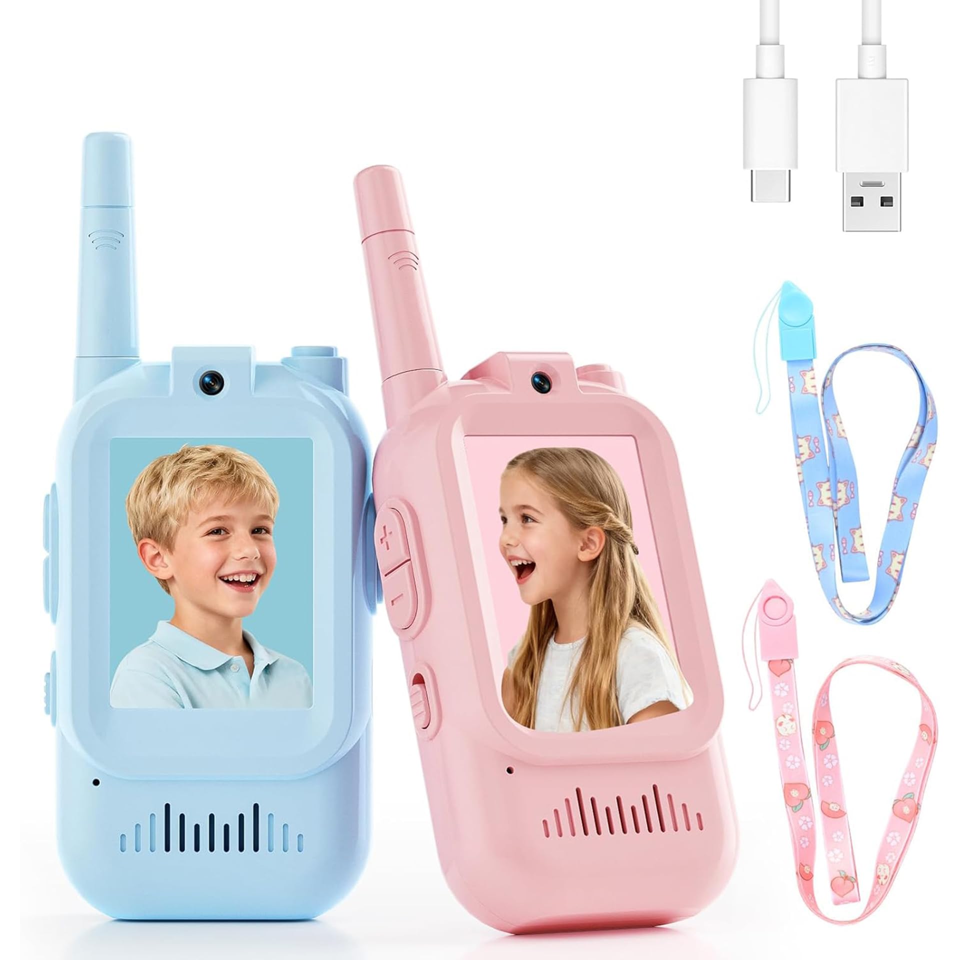 YIHANGG Walkie Talkie Video per Bambini,con Cambia Voce,Portata 300 Metri,Confezione da 2,Giocattoli Divertenti per Giochi al Chiuso,Campeggio,Escursionismo,Viaggi Compleanno per Bambini e Bambine