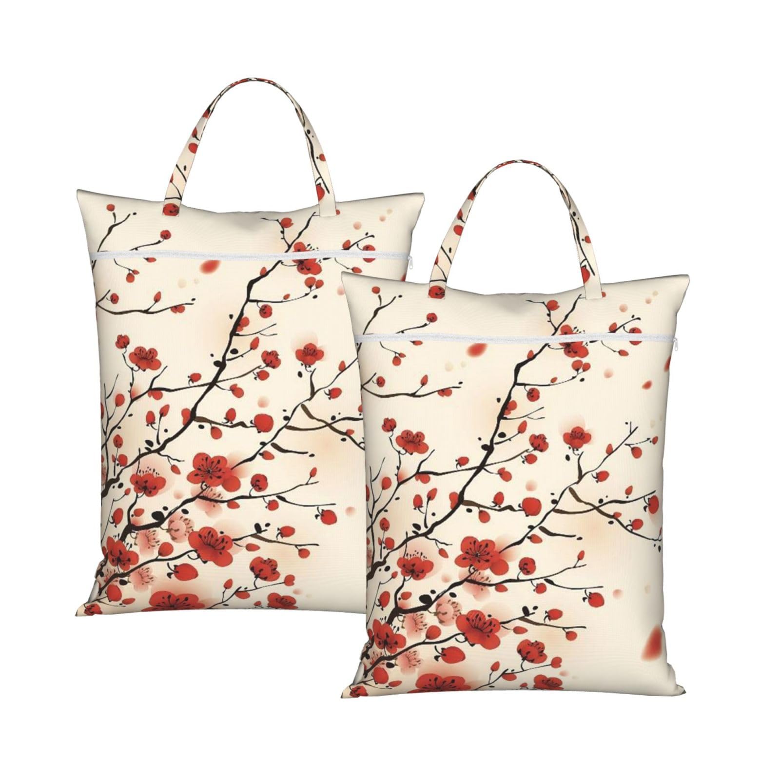 YFSGDLBN Japanese Spring Plum Floral printed Travel dirty laundry bag clothes pack Storage Basket Bag