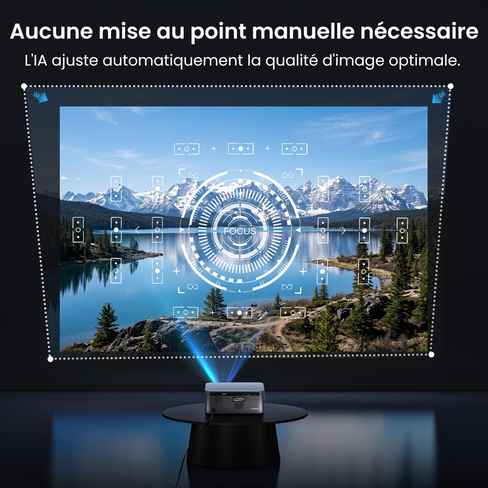 HAPPRUN Vidéoprojecteur Intelligent 3000 Lumens ANSI avec Google TV Officiel, Compatible 4K, Dolby Audio, Mise au Point et Correction Keystone Automatiques, WiFi 6 et Bluetooth, Noir