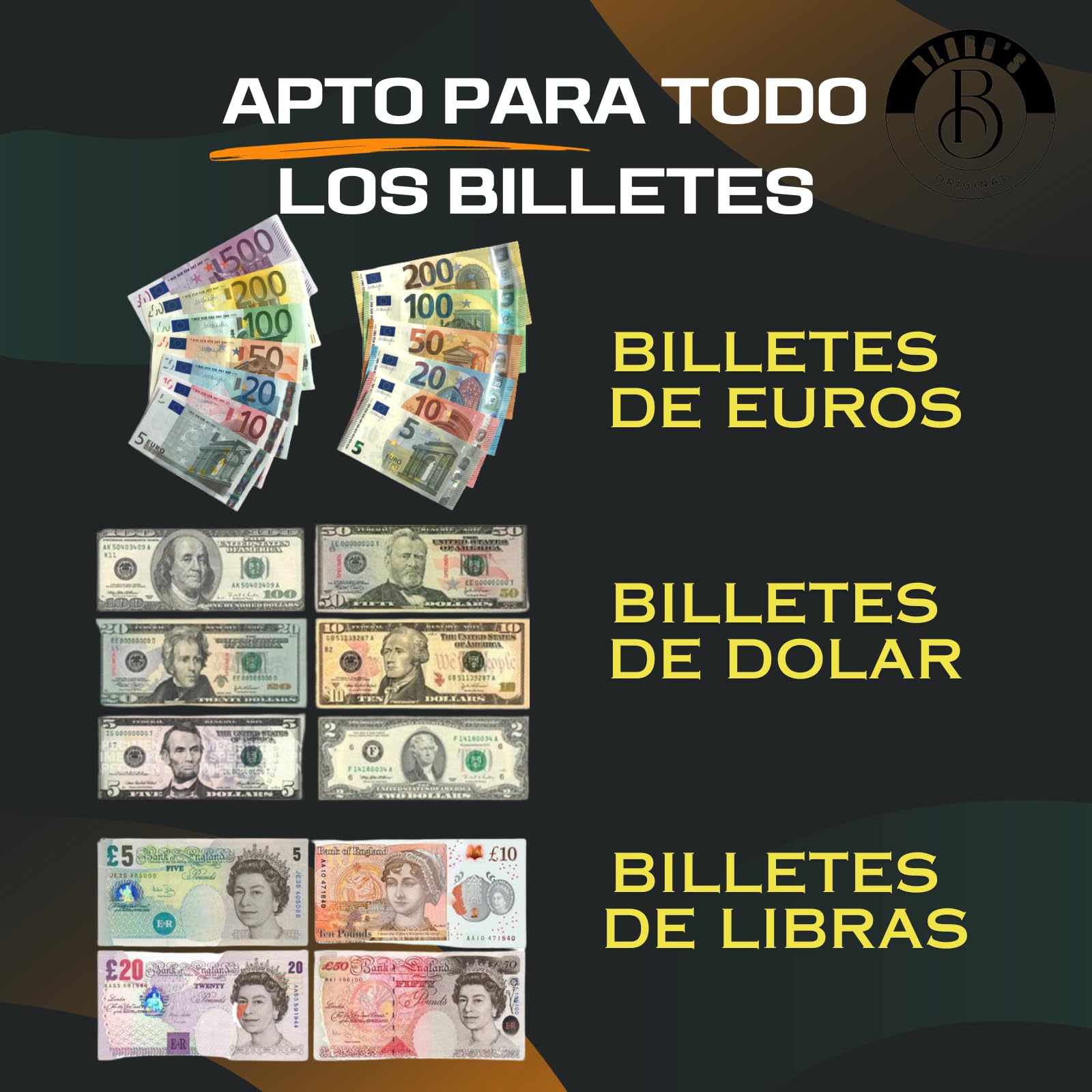 3 Uds Detector Billetes Falsos - Fabricado en España - Apto para Todos los Billetes de Euros, Dólar, Libras, etc. - Tinta Duradera - Rotulador Contador de Billetes - Supermercado Tienda Cajero Dinero