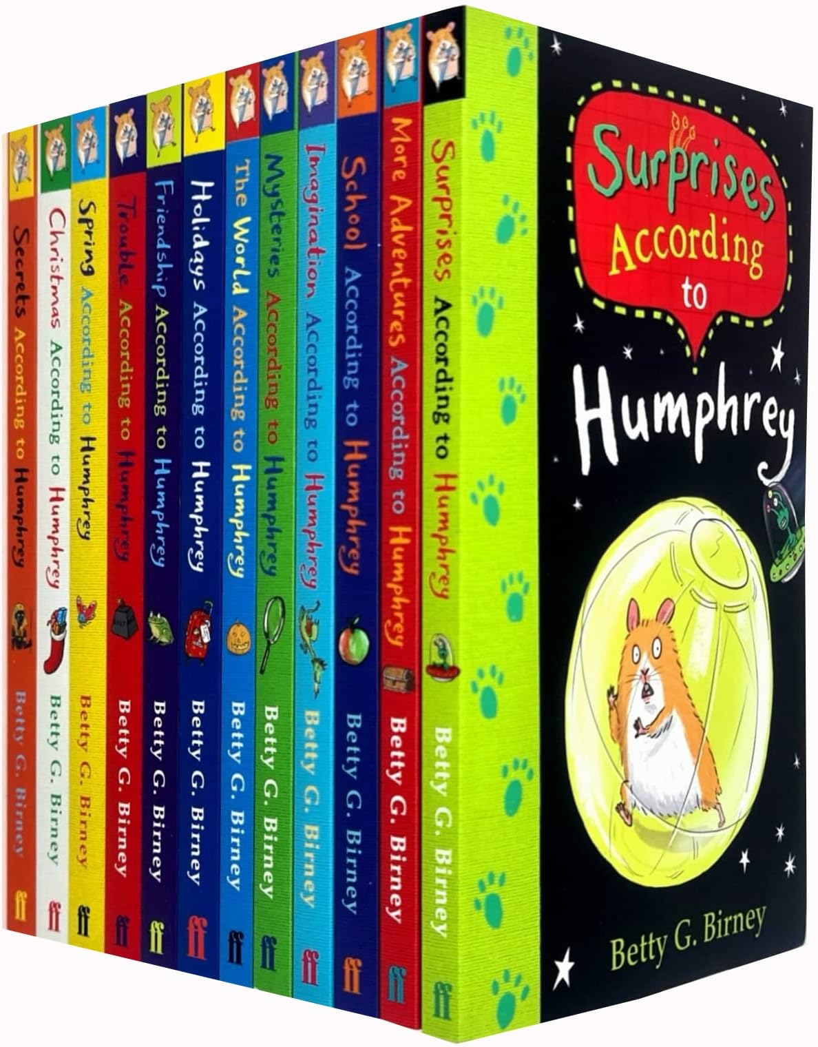 According to Humphrey Series 12 Books Collection Set By Betty G. Birney (More Adventures, Holidays, Surprises, Mysteries, Christmas, Trouble, The World, Friendship,Secrets,School, Imagination,Spring)