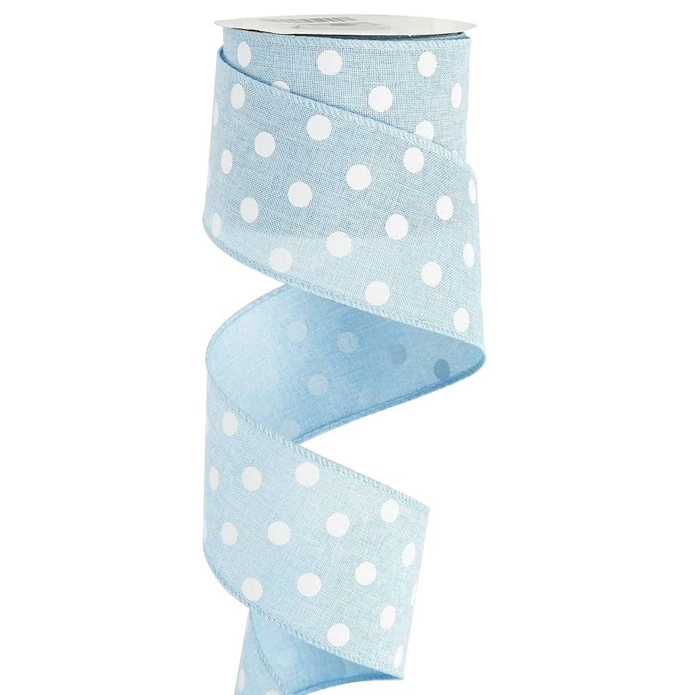 Amazon.com: HUIHUANG Blue Polka Dot Wired Ribbon, 2.5 inch X