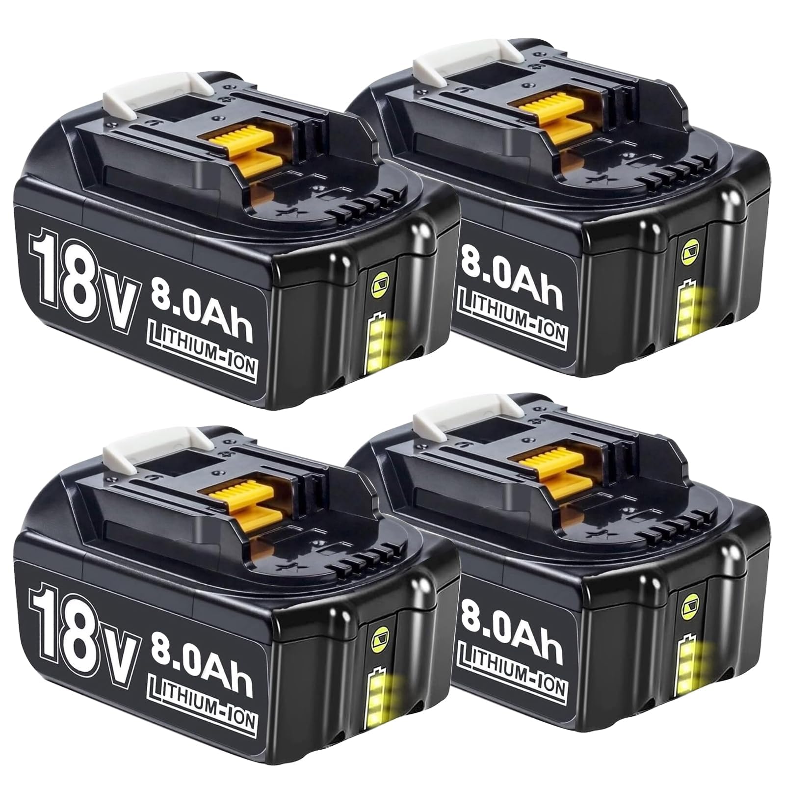 GGiking 4 Stück 18V 8,0Ah/8000mAh Ersatzakku für Makita Akku 18V BL1860B | BL1850B BL1850 BL1840 BL1830 BL1860 BL1835 BL1845 BL1820B, Kompatibel mit Elektrowerkzeugen mit LED Indikator