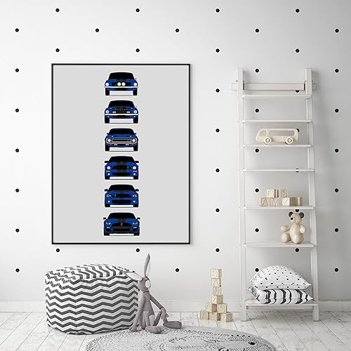 Miniatura 10 de Shelby Mustang GT500 Inspired Car Poster - Handmade Print of Ford Shelby GT500 - Grey with Black Stripes, 11x14" Satin Print (Unframed)-Perfect Gift