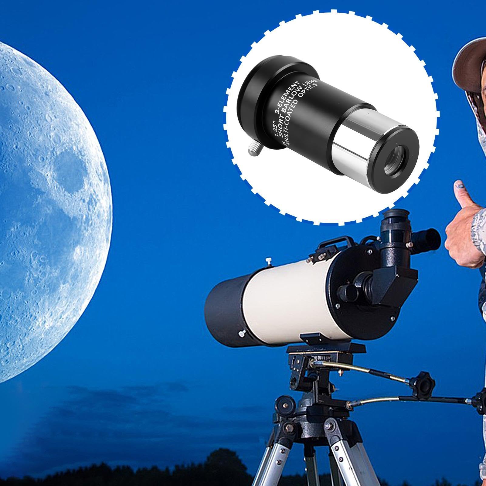 Lupa ocular telescópica, 2 lentes Barlow, accesorio de telescopio astronómico totalmente metálico, lente óptica recubierta de alta definición, para astronomía y visión terrestre, 1.25 pulgadas