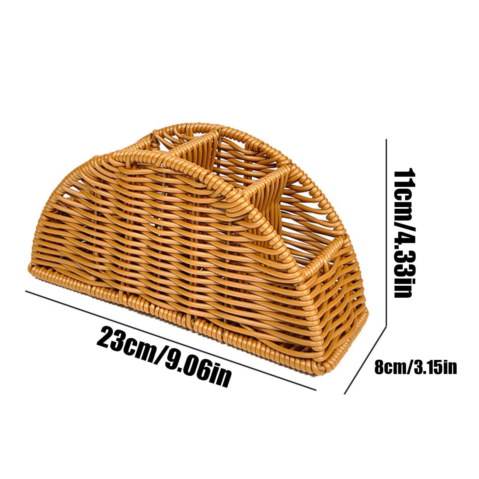 MRKU Caja organizadora de Cocina Tipo Cesta para mandos a Distancia, imitación ratán, con 4 Compartimentos, Ideal para el hogar y la Oficina.