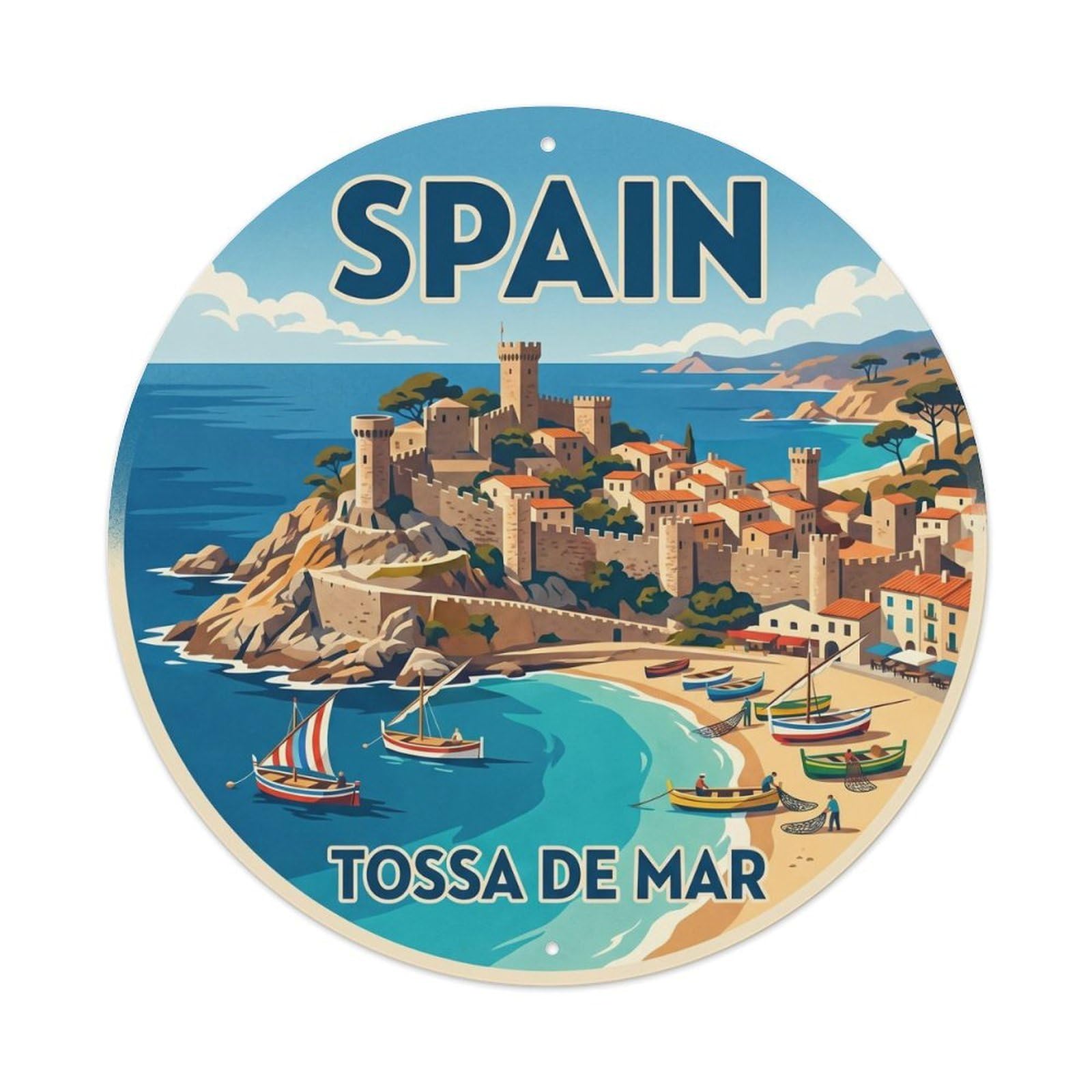 Costa Brava Tossa De Mar Spain Landmark Travel Metal Tin Sign