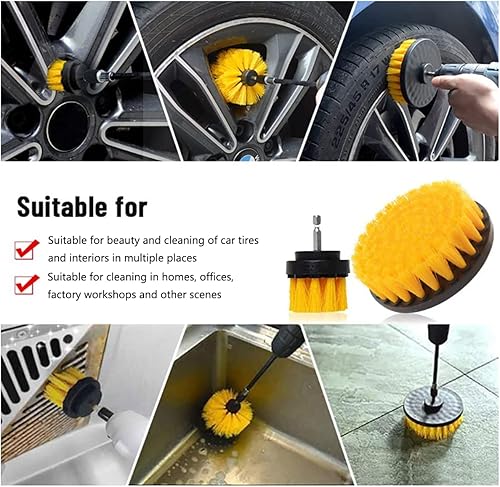 Miniatura 6 de Juego de 5 cepillos de taladro, cepillos de limpieza de 14 pulgadas para bañeras, baño, azulejos, lechada, alfombras, ruedas de automóvil, cocina,