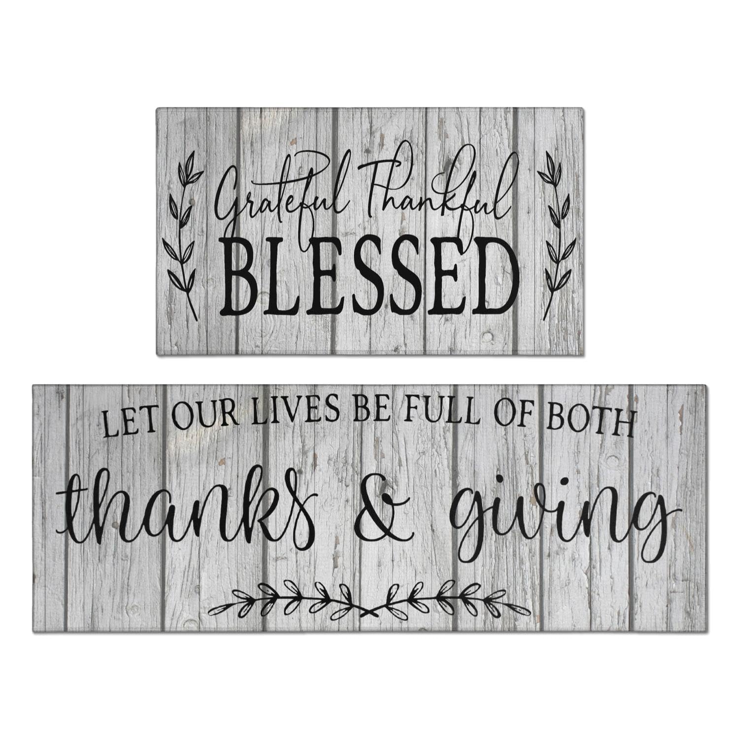 Farmhouse Kitchen Rug Sets of 2 Piece Non Slip Kitchen Rugs and Mats Washable Kitchen Mats for Kitchen Floor Mat Carpet Runner Rugs for Hallway