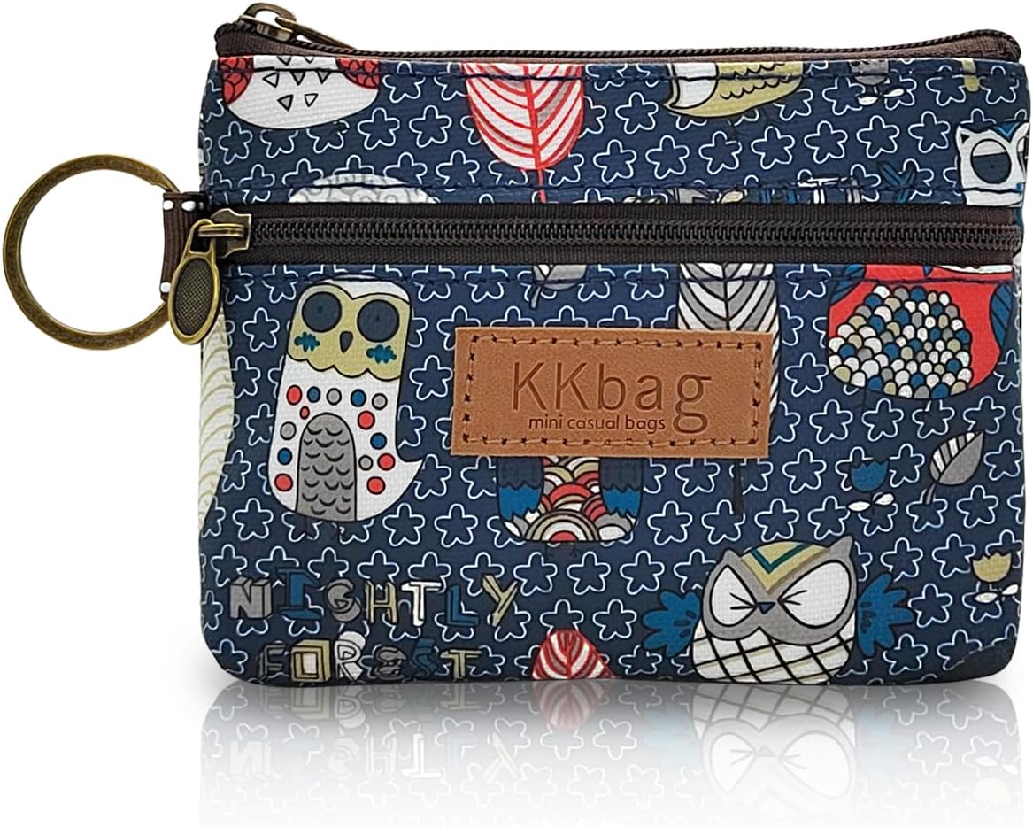 Coin Bag, Waterproof Coin Wallet Small Coin Purse with Zipper and Keyring, Cute Coin Pouch for Women and Girls, Change Purse Mini Storage Bag for Coin, Cards, Keys, Lipsticks (dark blue)