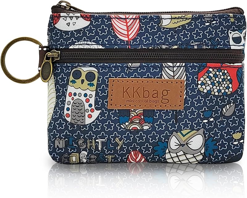 Coin Bag, Waterproof Coin Wallet Small Coin Purse with Zipper and Keyring, Cute Coin Pouch for Women and Girls, Change Purse Mini Storage Bag for Coin, Cards, Keys, Lipsticks (dark blue)