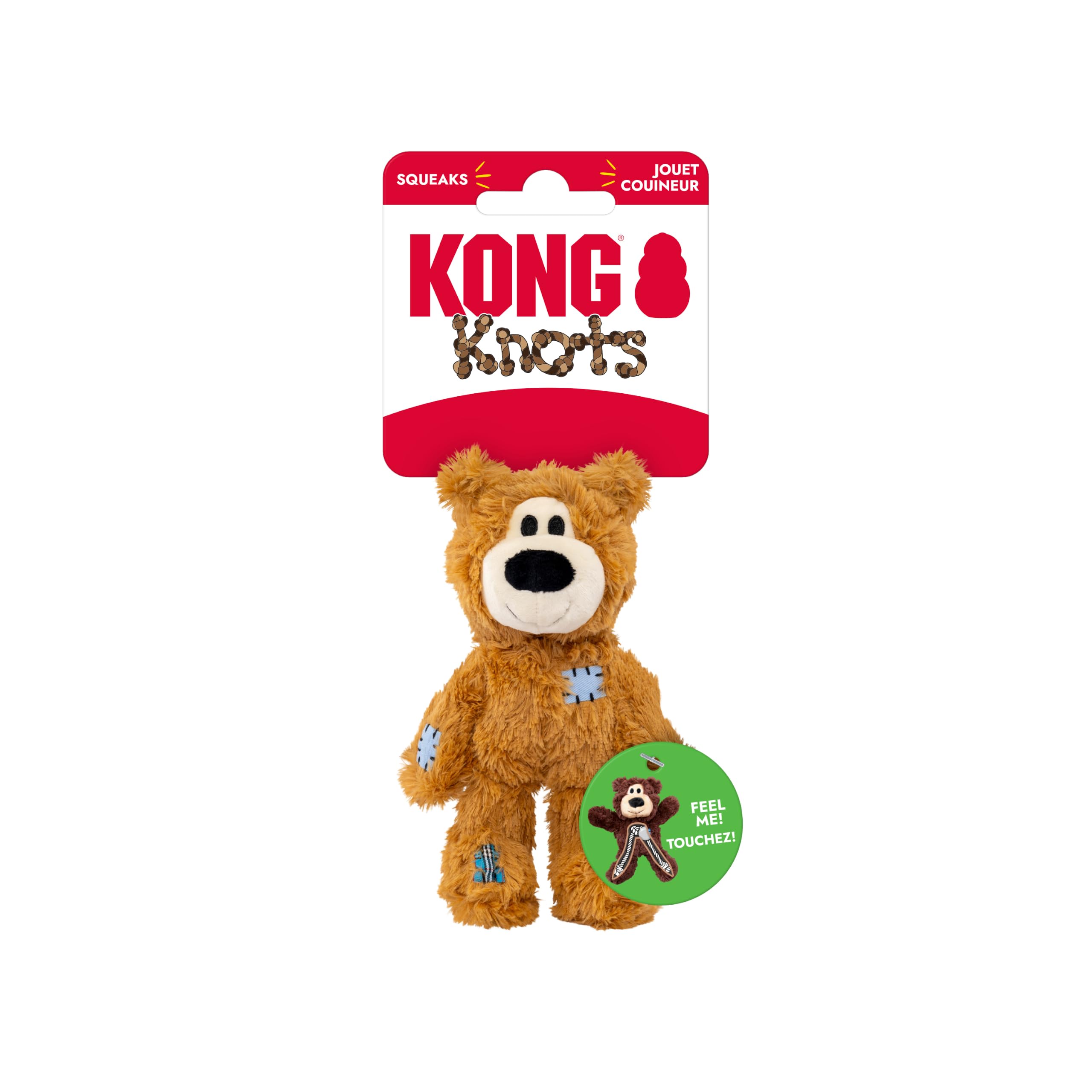 KONG Wild Knots Bear – wewnętrzne wiązane linki i minimalne wypełnienie dla mniejszego bałaganu (różne kolory) – dla bardzo małych psów