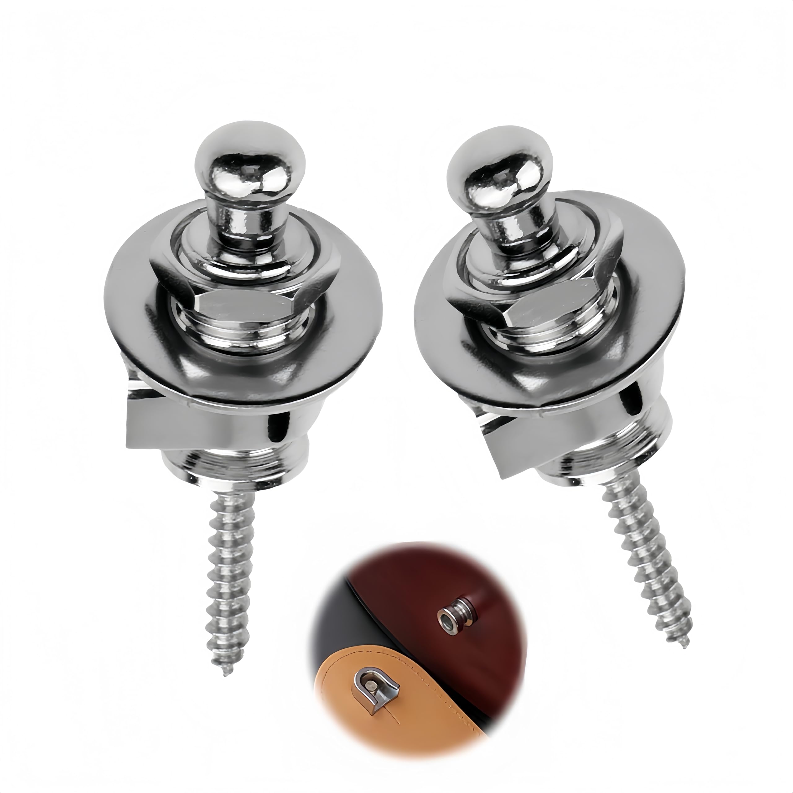 2 PCS Quick Release Straplocks Non-Slip Guitar Metal Strap Lock and Button Set Robust Strap Lock Replacement for Acoustic Electric Bass Guitar Ukulele Replacement