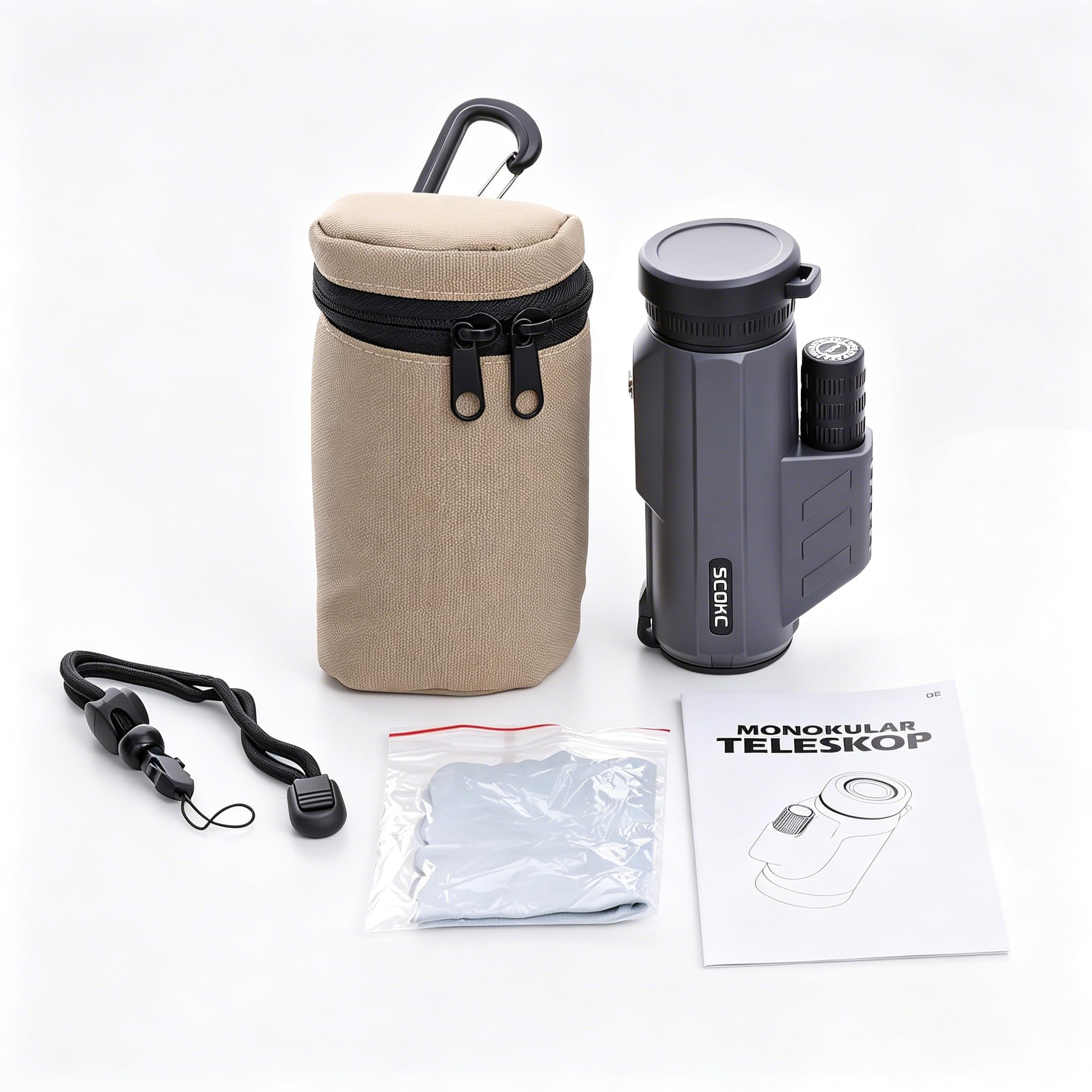 ScokcTélescope Monoculaire étanche | léger avec Sac de Voyage, Compact, grossissement 10x - 12x32 pour l'observation des Oiseaux, la Chasse, la randonnée et Le Camping (Le Dark Grey, 12x32)