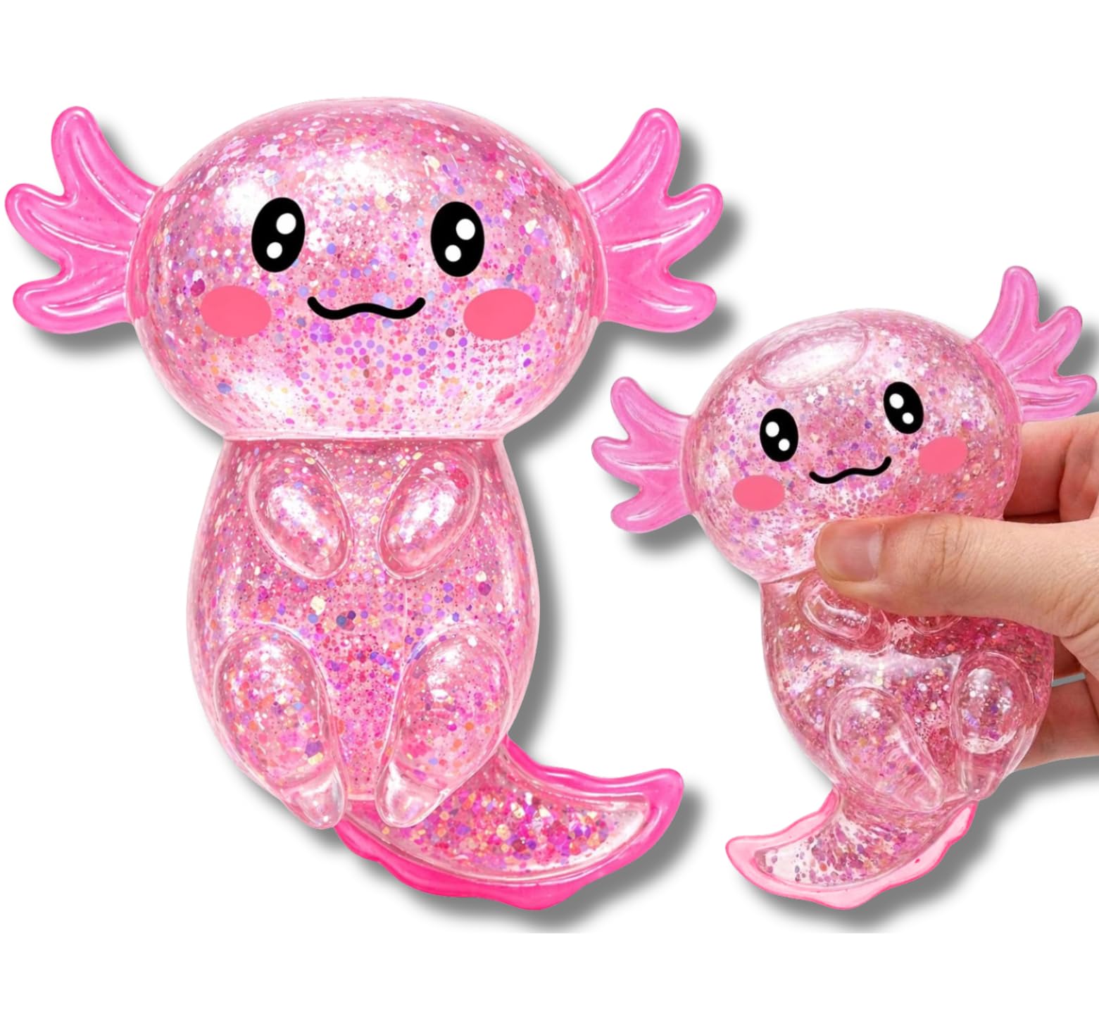 Axolotl Squish‑textured Stress Relief Item, Cute Malt Sugar Sensory Hand‑held Object for Adults, Soft Handheld Stress Ball for Anxiety Relief, Focus & Party Supplies（Pink）