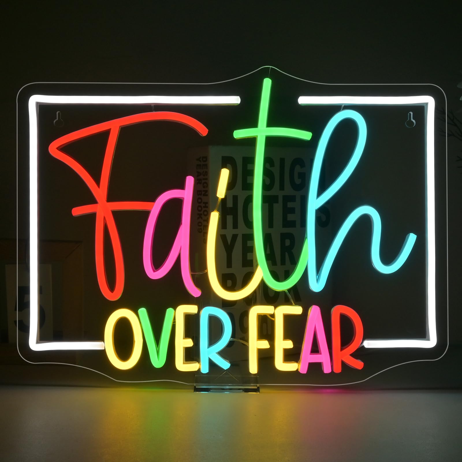 DREAMFORT Faith over Fear Neon Sign LED Sign Wall Decor for Home, Office, or Church, Adjustable Brightness, USB Powered, Lighting for Bedroom, Living Room โ image 1