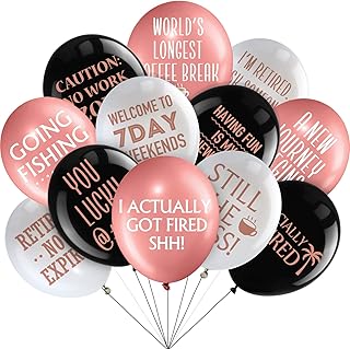 48 Pieces 12 Inches Retirement Balloons Decoration Happy Retirement Supplies Fun Retirement Latex Balloons for Women and Men Retirement Party Decoration Indoor Outdoor (Rose Gold, White, Black)