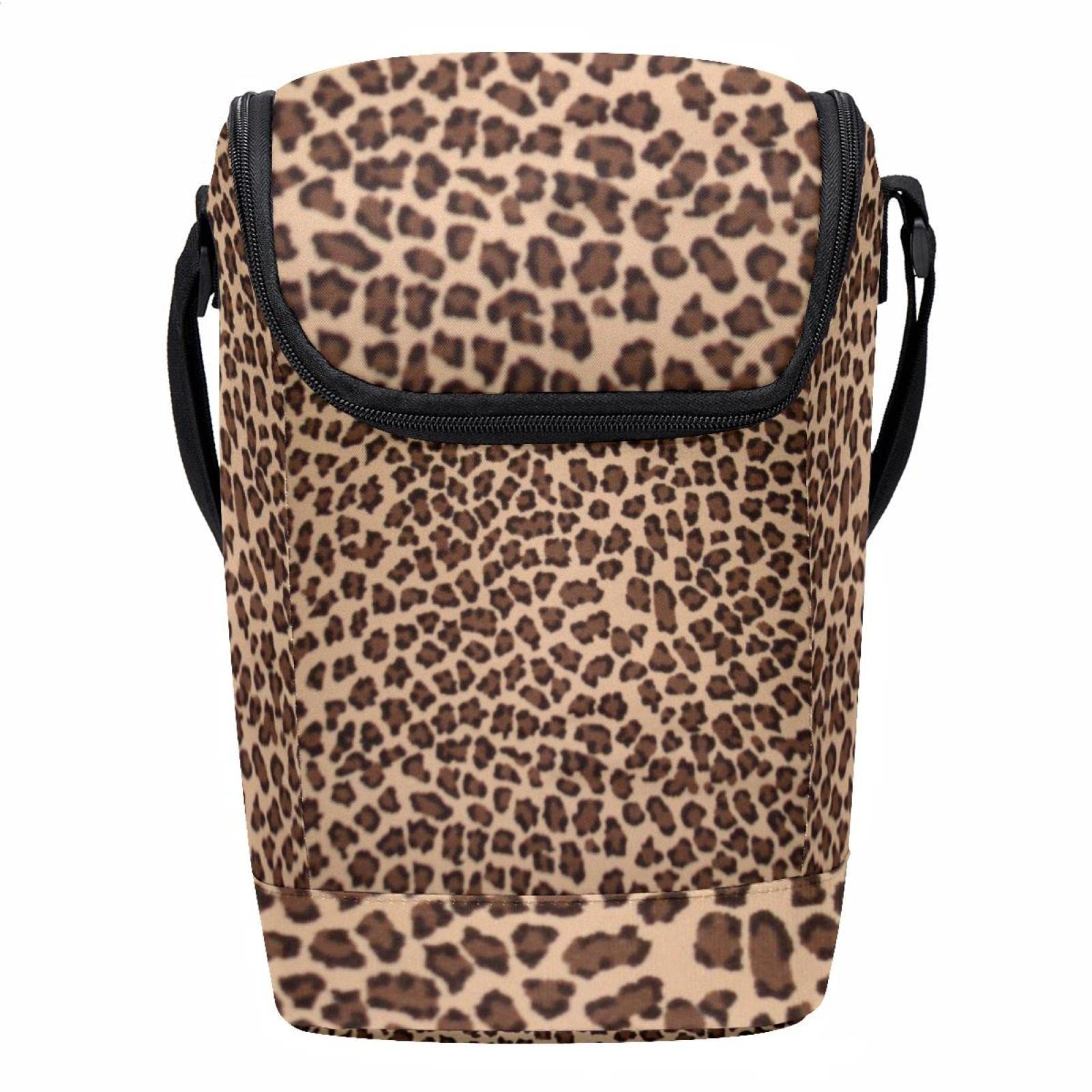 Bolsa de almuerzo con cremallera de leopardo para oficina y picnic térmico