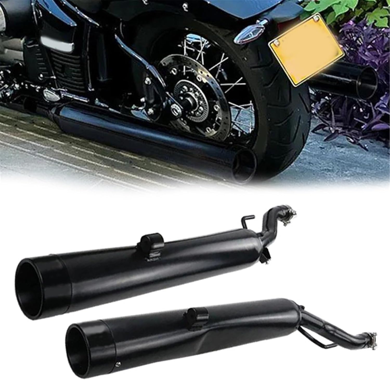排気マフラー オートバイ排気管 ブラック スリップオン マフラー