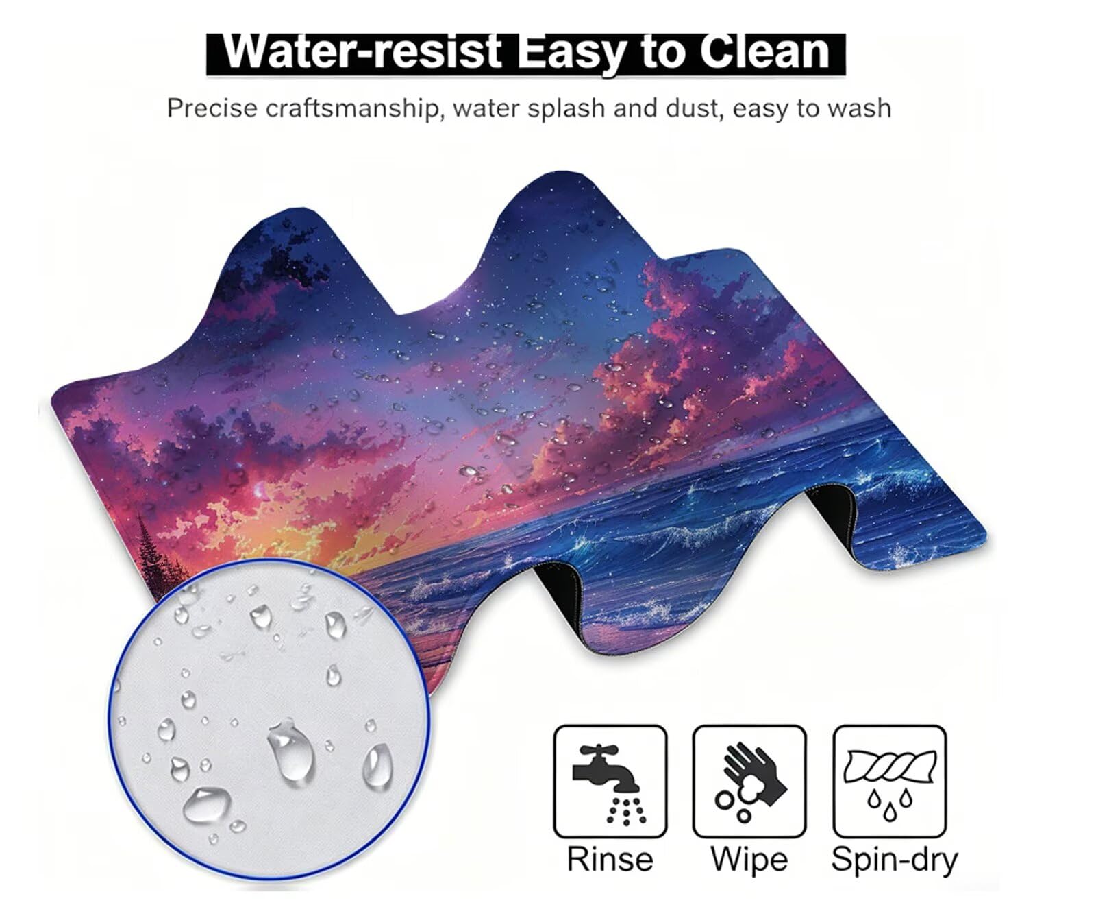Mar Alfombrilla Ratón XXL 150x80 cm Mouse Pad Grande Gaming Universo Alfombrilla Escritorio Antideslizante, Protector de Mesa para Ordenador y Teclado, Alfombrilla Gamer con Bordes Cosidos W6-507