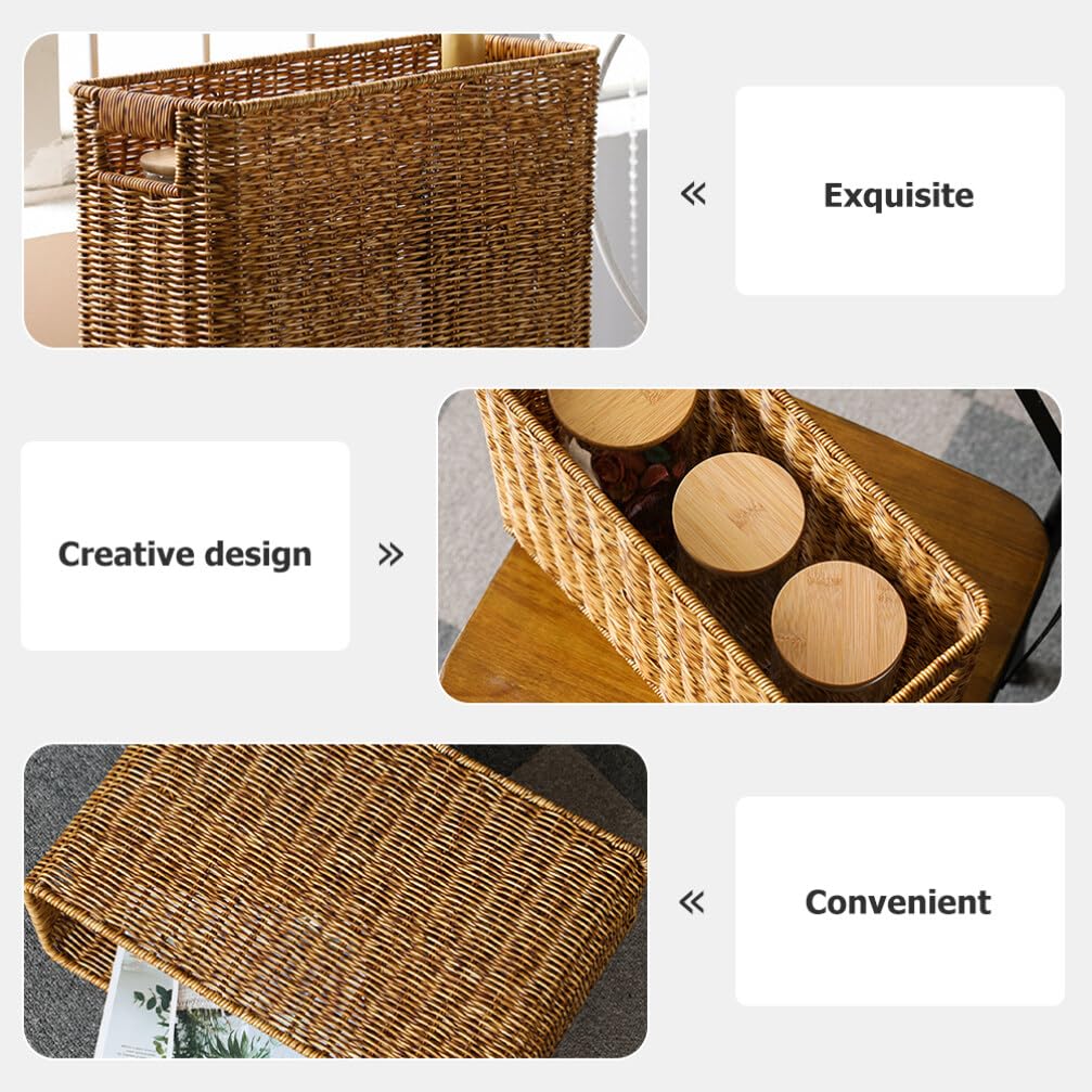 Alipis Panier de Rangement Tressé en Rotin Synthétique, Grosse Capacité, Léger et Ergonomique, Bac de Rangement Creux pour Maison et Bureau, Panier Décoratif Polyvalent pour Chambre