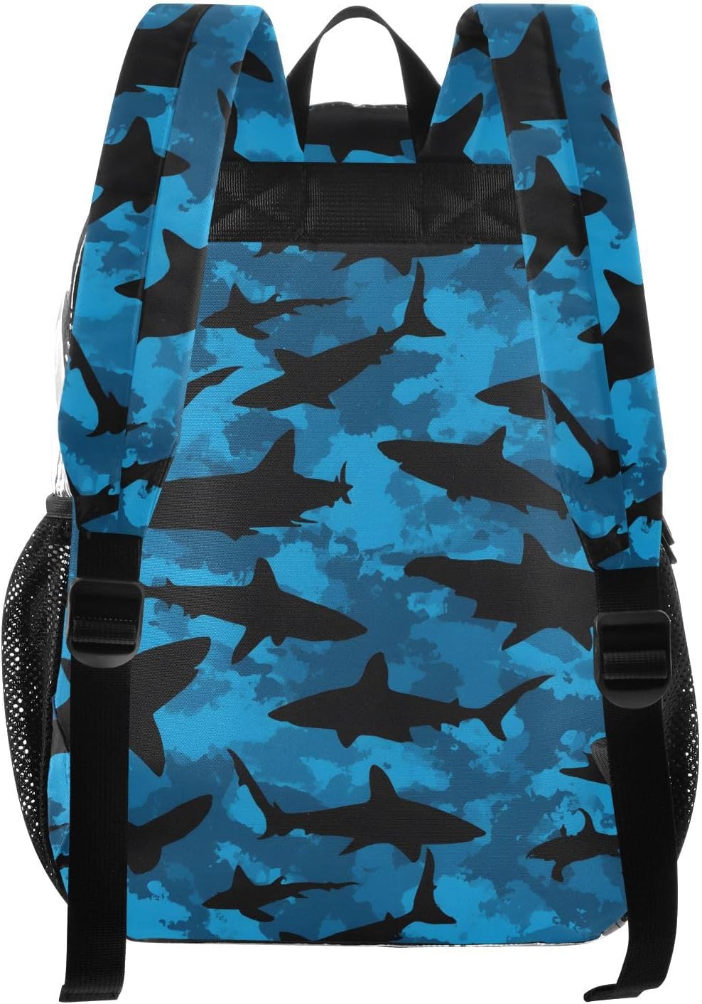 Shark Silhouette Blue Black Clear Backpack Heavy Duty See Through Transparent PVC BookBag for Kids Boy Girl Adult School Work