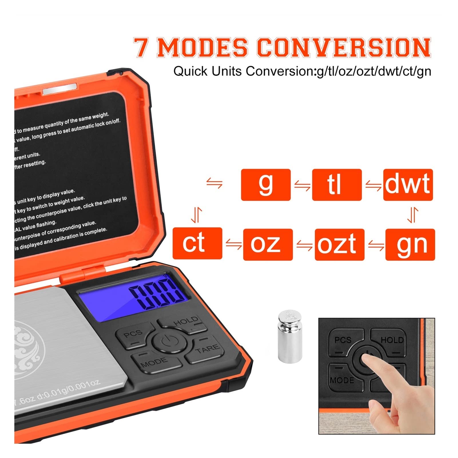 MRKU Báscula de Cocina, Herramienta de medición de balanza Profesional, minibáscula electrónica de precisión de 500 g, báscula portátil para Joyas de Oro de 0,01 g, Accesorios de Cocina