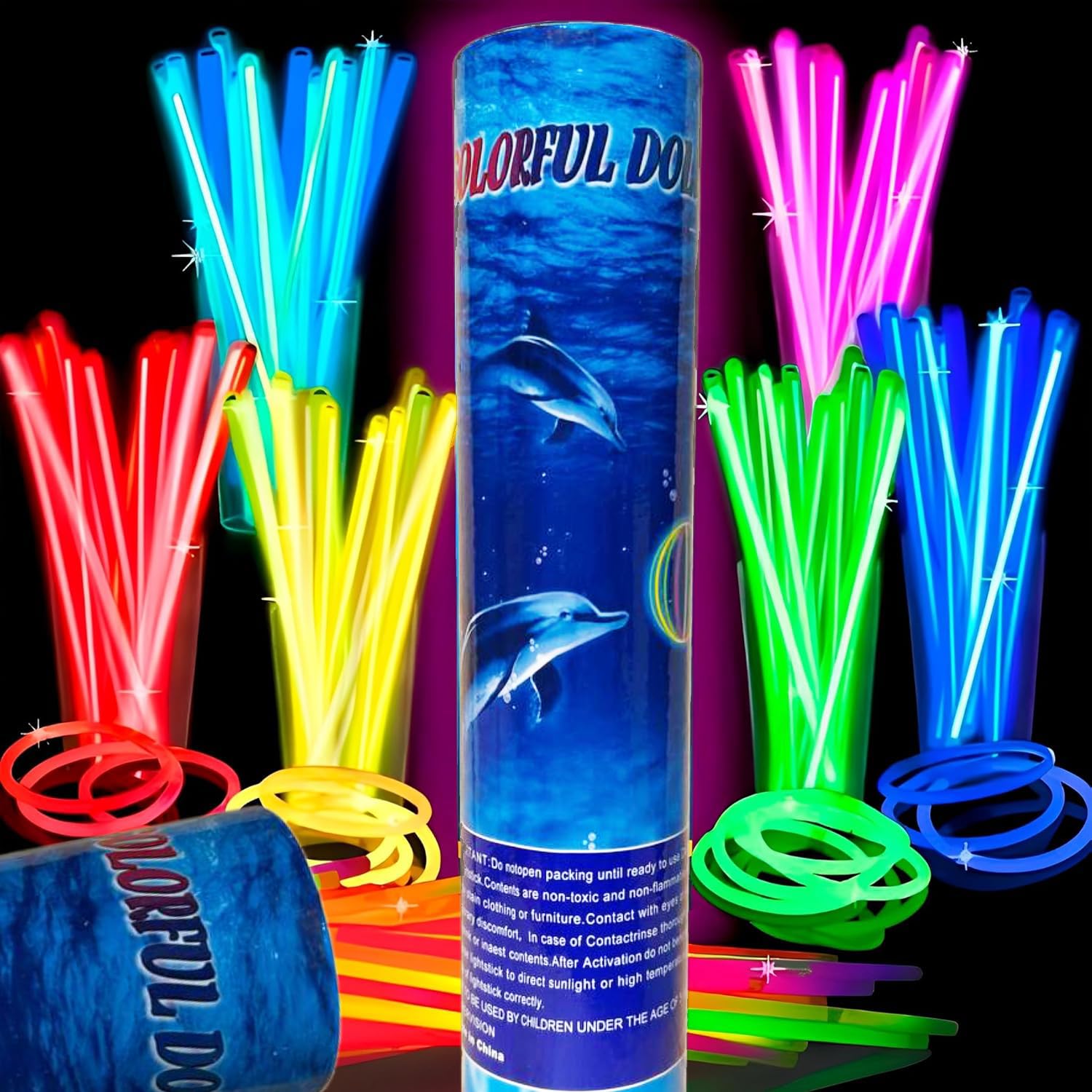 uceda choice shop Pack de 100 Pulseras Luminosas Fluorescentes para Fiestas - Decoración Neon estilo LED para Celebraciones