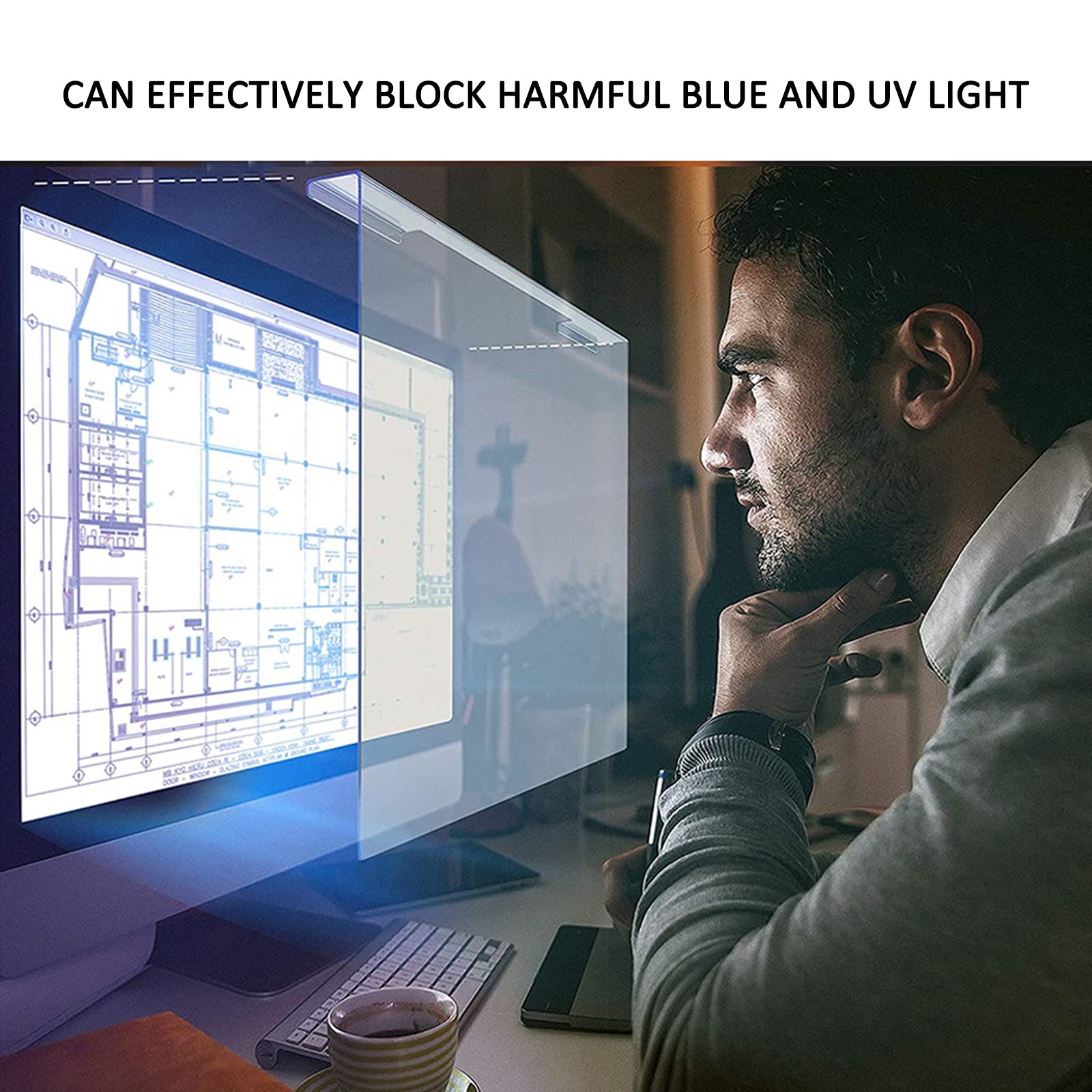 AIZYR Pannello di Protezione dello Schermo Anti Luce Blu Pellicola Filtrante Protettiva Acrilica Appesa per Il Display del Computer da 23-24 Pollici Proteggi La Vista
