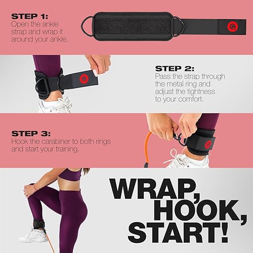 Miniatura 4 de ActiveGear Ankle Resistance Bands with Cuffs - Ideal for Glutes, Legs & Core Workouts, Kickback Ankle Strap Set for Home Workout Equipment & Gym