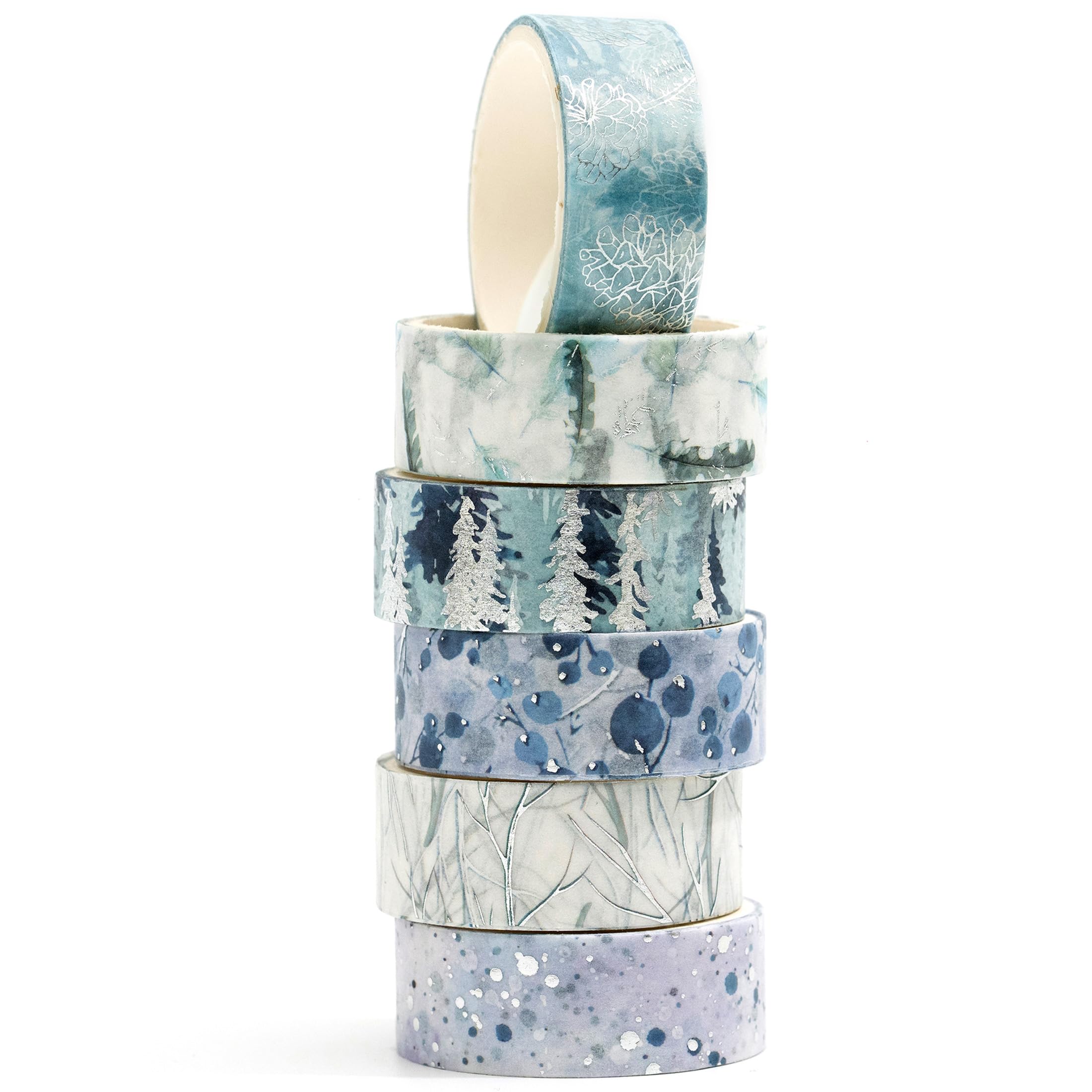 YUBBAEX 6 Rolls Floral Gold Washi Tape Set Silver Foil Masking Tape Decorative for Arts, DIY Crafts, Bullet Journal Supplies, Planners, Scrapbook,