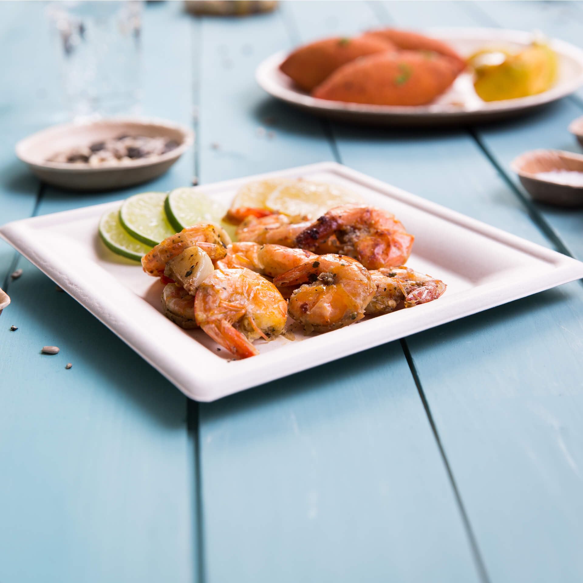 BIOZOYG zastawa stołowa z bagasą | 500 sztuk kwadratowych talerzy z trzciny cukrowej białej 20x20 cm | Organiczne jednorazowe naczynia, płaskie menu i jednorazowe talerze imprezowe