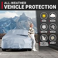 Vista 29 de iCarCover - Funda de coche de 100 capas, impermeable para todo tipo de clima, fundas de coche de calidad premium para automóviles, protección UV