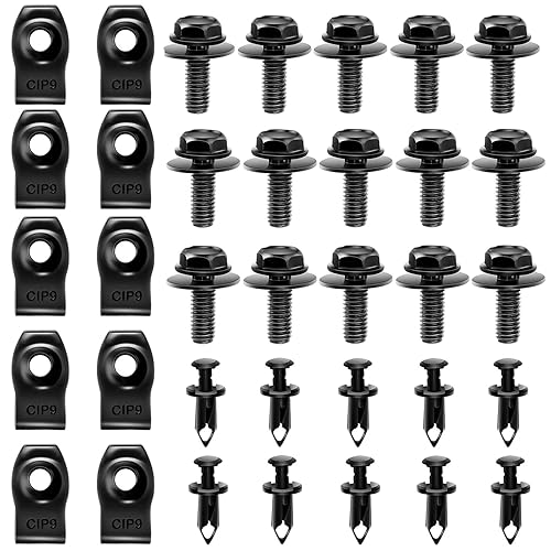 Miniatura 1 de YESHMA 35 piezas de pernos de cuerpo de protección contra salpicaduras de motor debajo de la cubierta, parachoques guardabarros, retenedor de