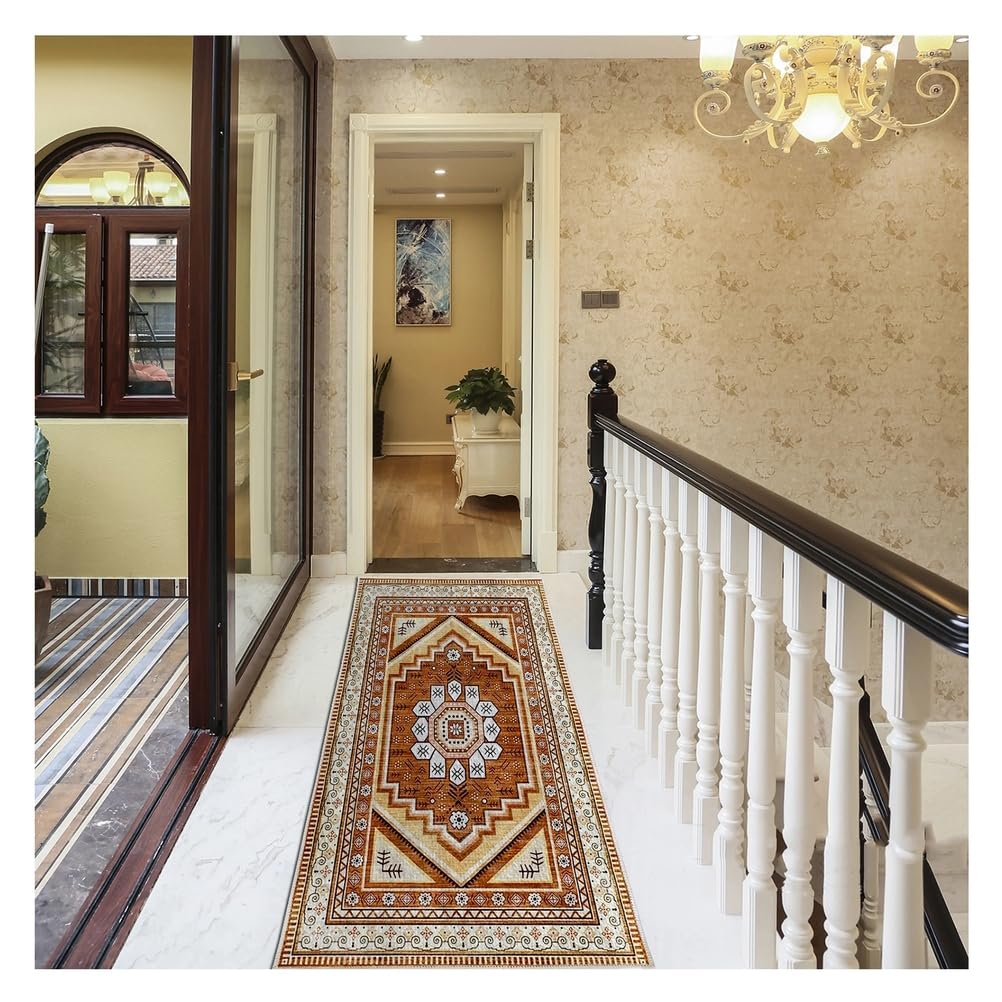 Tapis salon pastel vintage lavable idéal pour les zones de passage