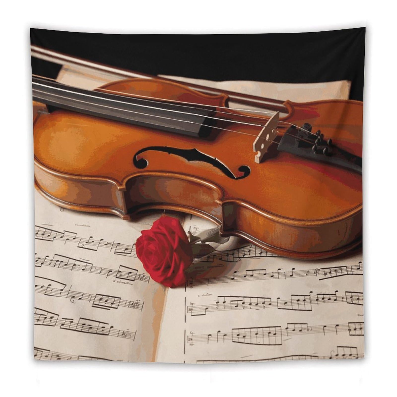 LDGSUPH Violin Sheet Music Tapestry Wall Hanging Decor Anti-fading Aesthetic Wall Tapestries Fashion Wall Blanket Decor Modern Wall Art Tapestry for Bedroom Home Decor 60"x60"
