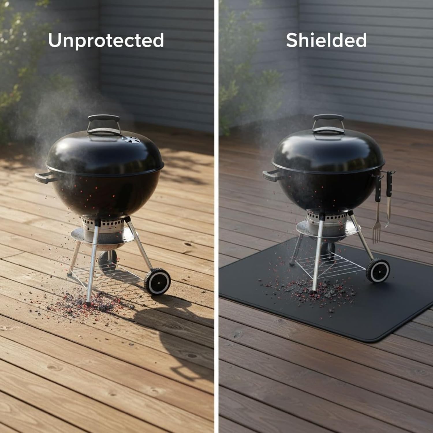 Under Grill Mat, 35.8 X 48 in / 91 X 122 Cm, Fire Resistant Pad for BBQ Grills & Fire Pits, High Temperature Resistance, Protects Decks & Patios