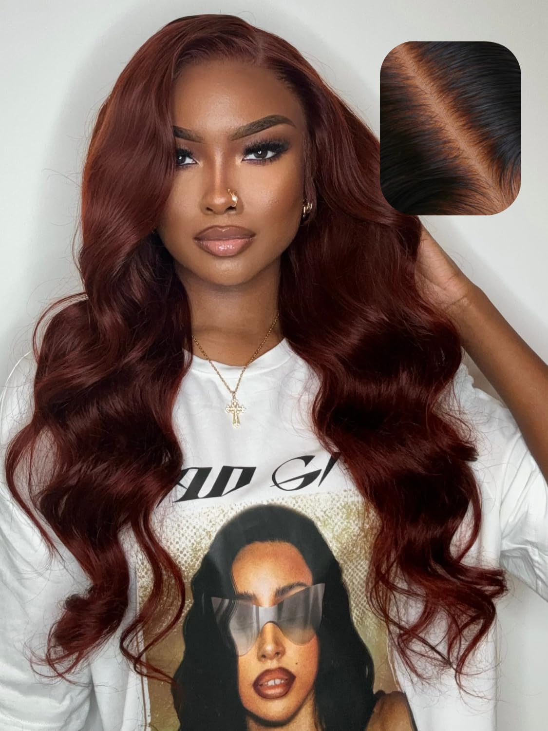 UNICE Bye Bye Slip 7x5 Pre Cut Lace Glueless Wig Reddish Brown Body Wave Wig Pre Bleached Invisible Knots