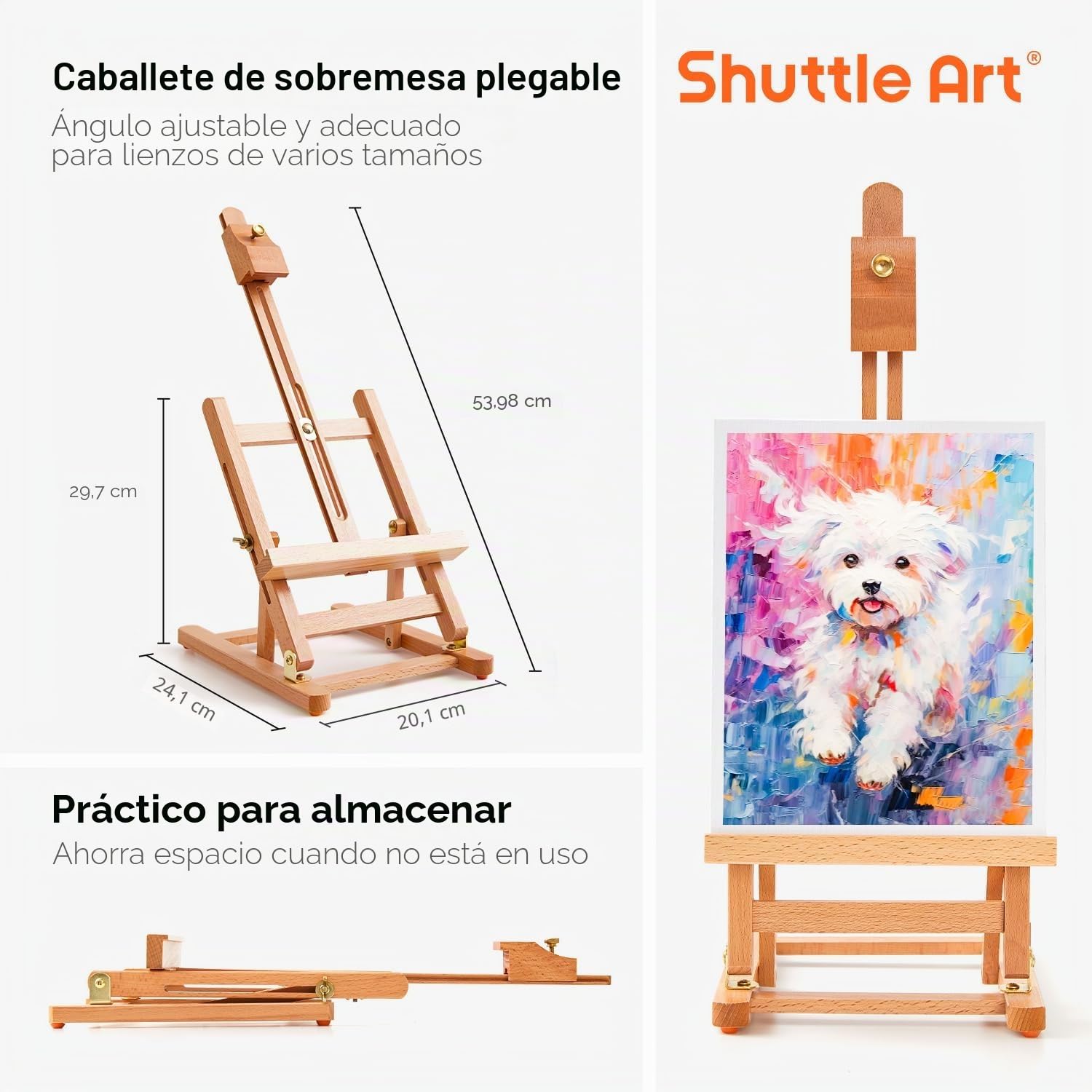 Shuttle Art 66 Pack Set de Pintura Acrílica con 30 Tubos 12ml Pintura Acrílica, Caballete Pintura de Madera,Lienzo para Pintar,Pinceles,Paletas, Set Pinturas para Niños Adultos Artistas Principiantes