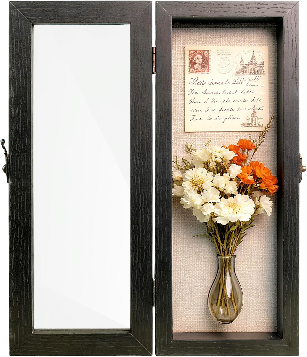 16x20 Large Black Shadow Box Frame - 1.57" Deep Wooden Display Case for Graduation Memory Box, Stole and Medals - Front Opening Door with Lock and Linen Back