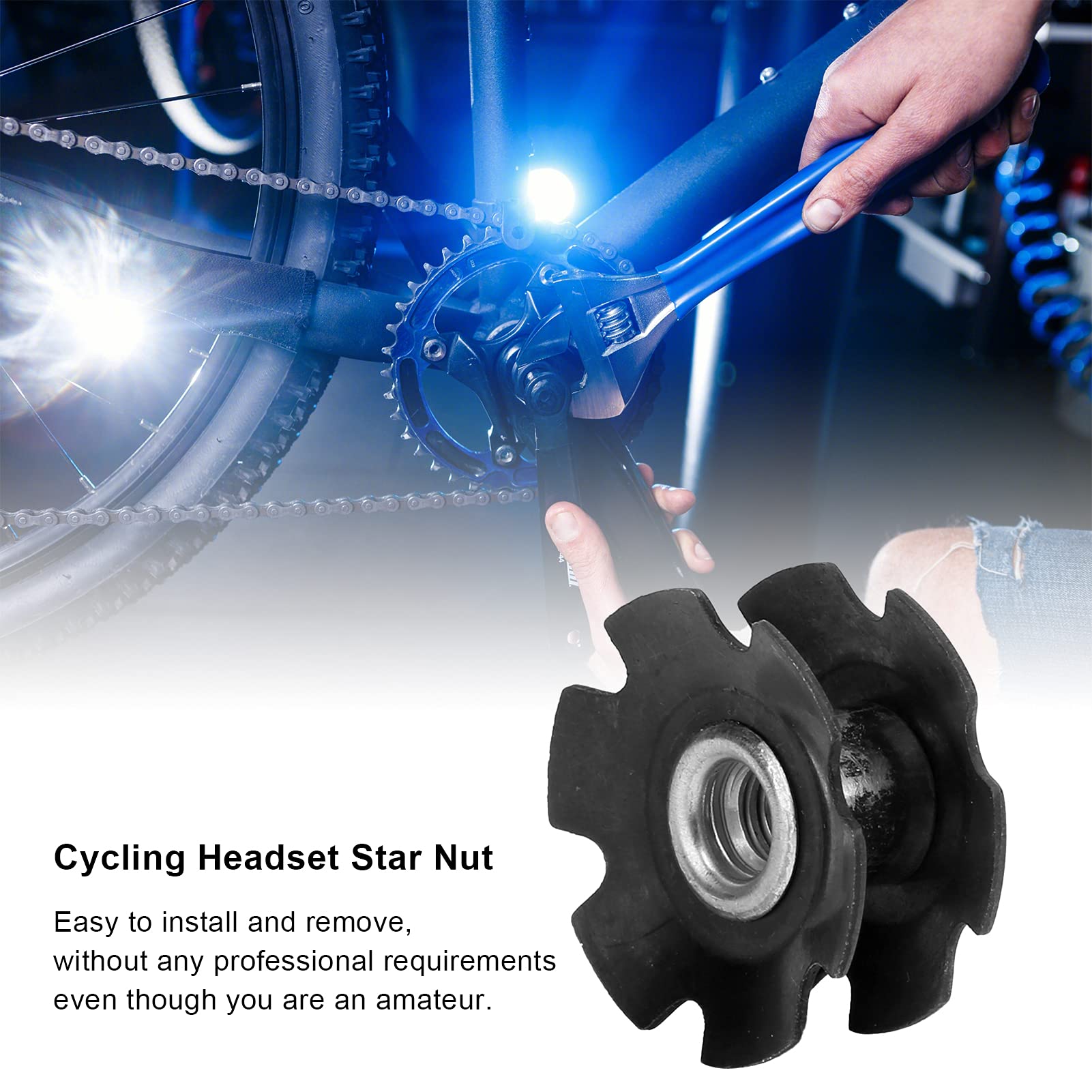 sourcing map 2pcs Métal VTT Vélo Casque écrou embase étoile pour 28,6mm Fork