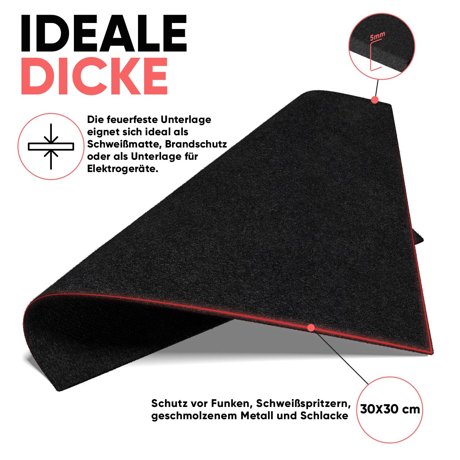 EVOCAMP Feuerfeste Unterlage 30x30 cm, 6 STK - Hitzebeständige Unterlage bis 982 °C - feuerfeste Matte, feuerfeste Unterlage für Kaffeemaschinen, Wasserkocher und andere Küchengeräte