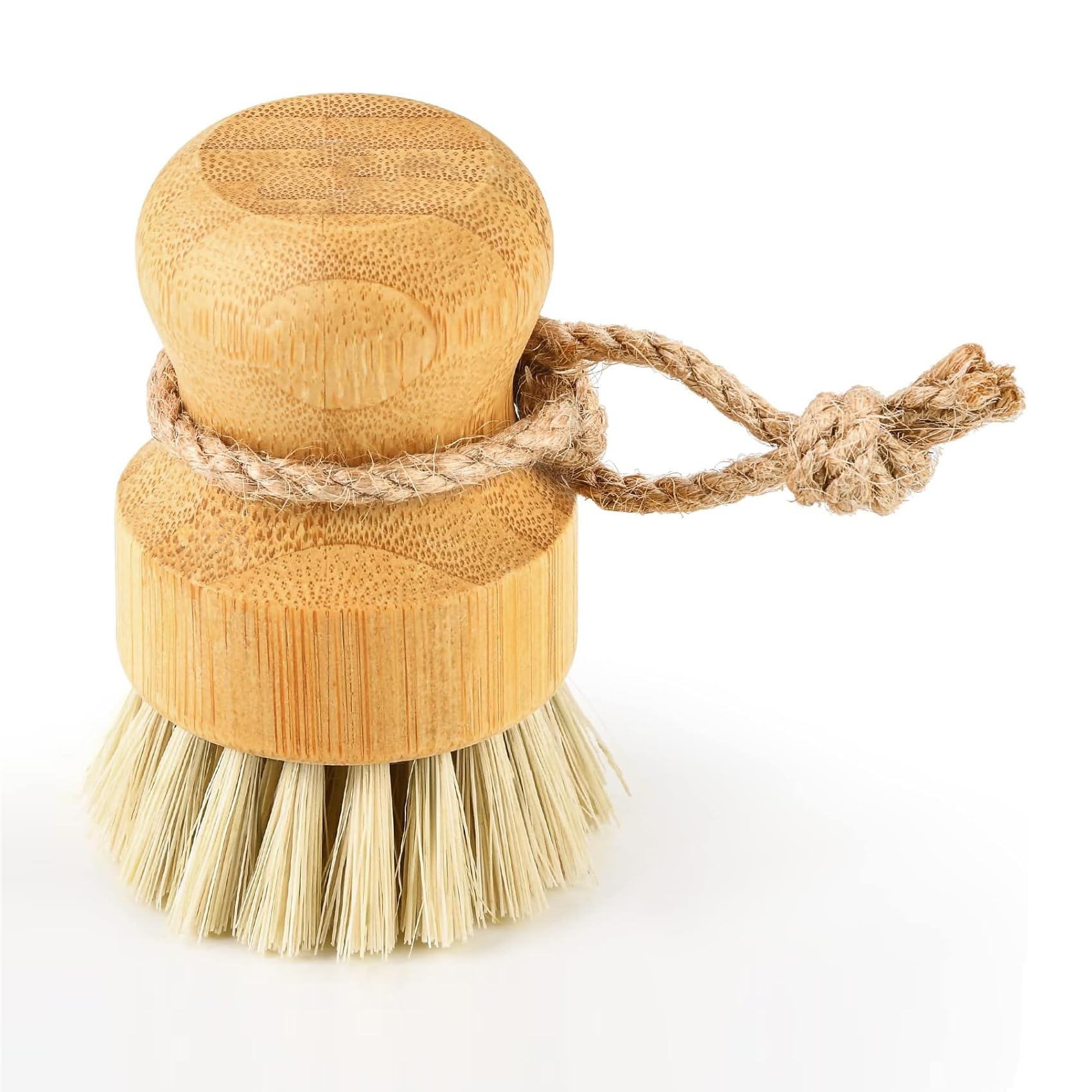 Bamboo Dish Scrub Brush for Kitchen, Wooden Dish Scrubber, Dish Brushes, Durable Wood Dishes Scrub Brush, Natural Round Vegetable Cleaning Pots Pans Sink Washing Kitchen Brush (1, Beige, Yellow)-image-31