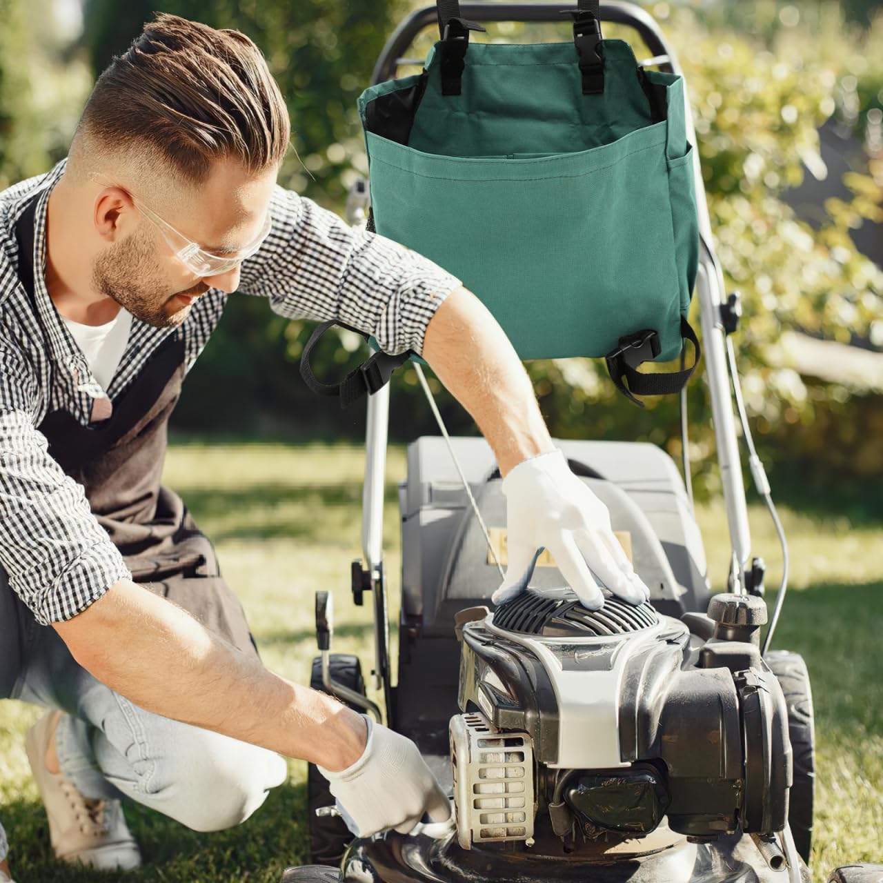 Ciieeo Adjustable Lawn Mower Storage Bag Large Capacity Oxford Fabric Organizer with Detachable Design for Garden Tractor Accessories