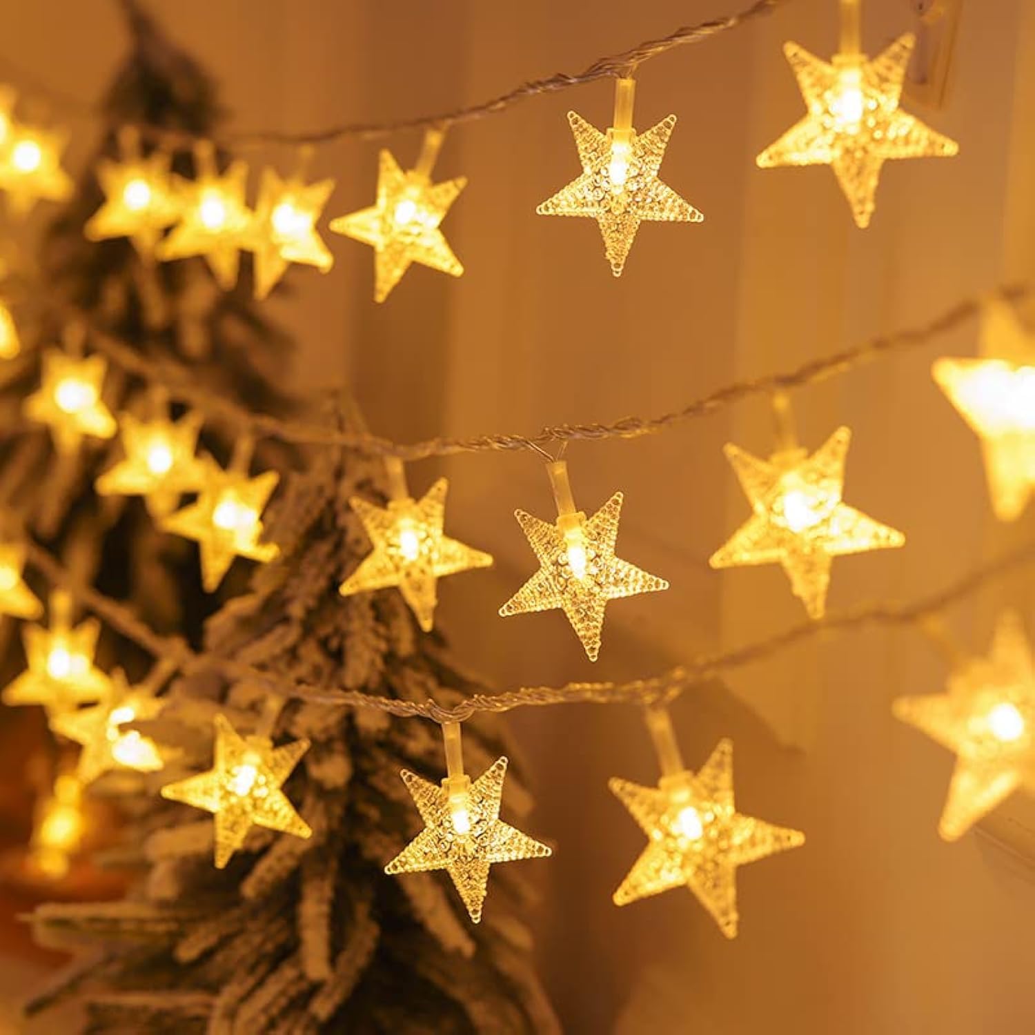 AceList Gzero - Guirnalda de 40 luces LED originales de luna Mini Star para patio, jardín, jardín, vacaciones, hogar, boda, fiesta del día de la madre y decoración navideña (luz blanca cálida)
