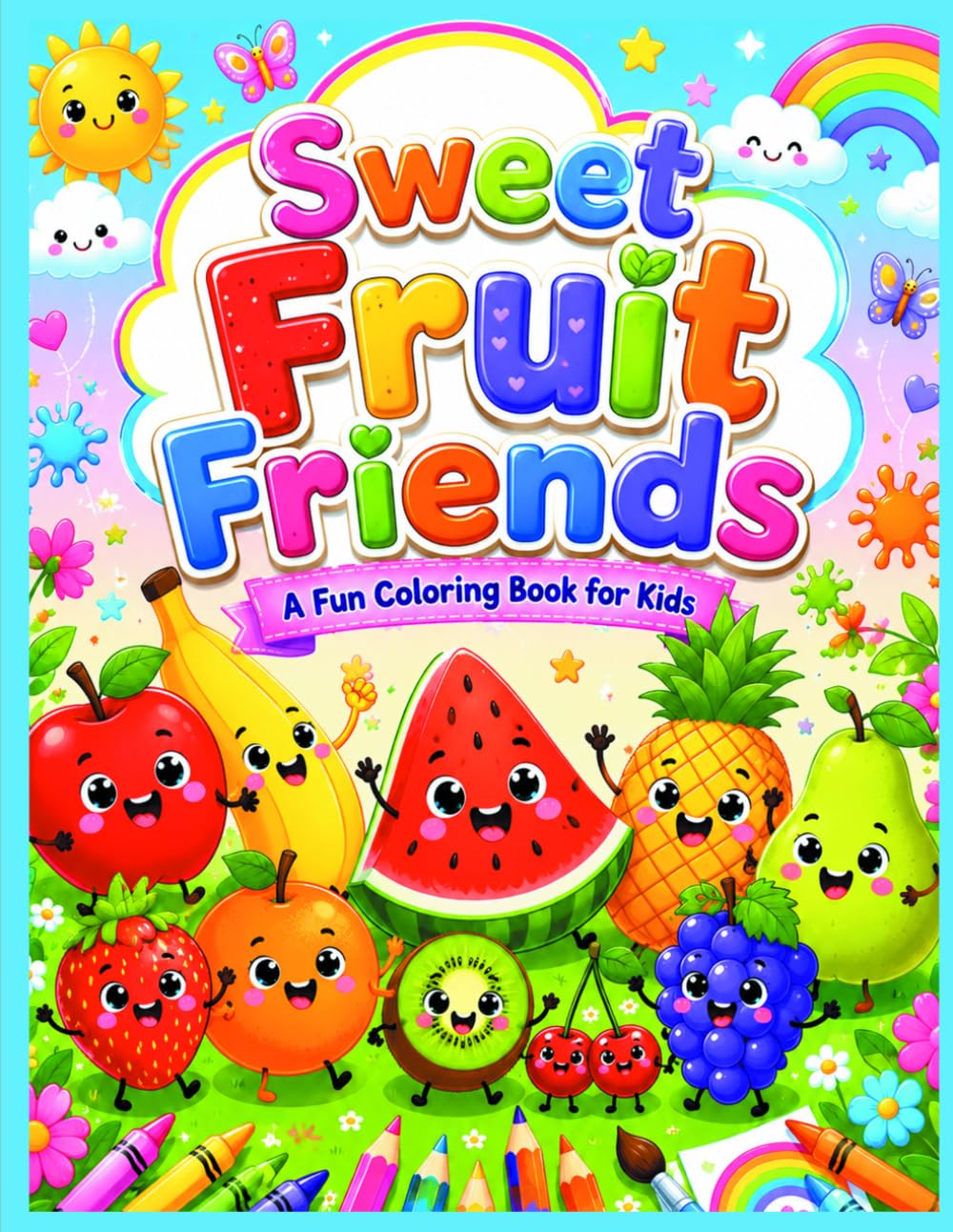 Sweet Fruit Friends: A Fun Coloring Book for Kids: Bold and Easy Fruit Coloring Pages for Toddlers and Preschoolers Ages 3–6